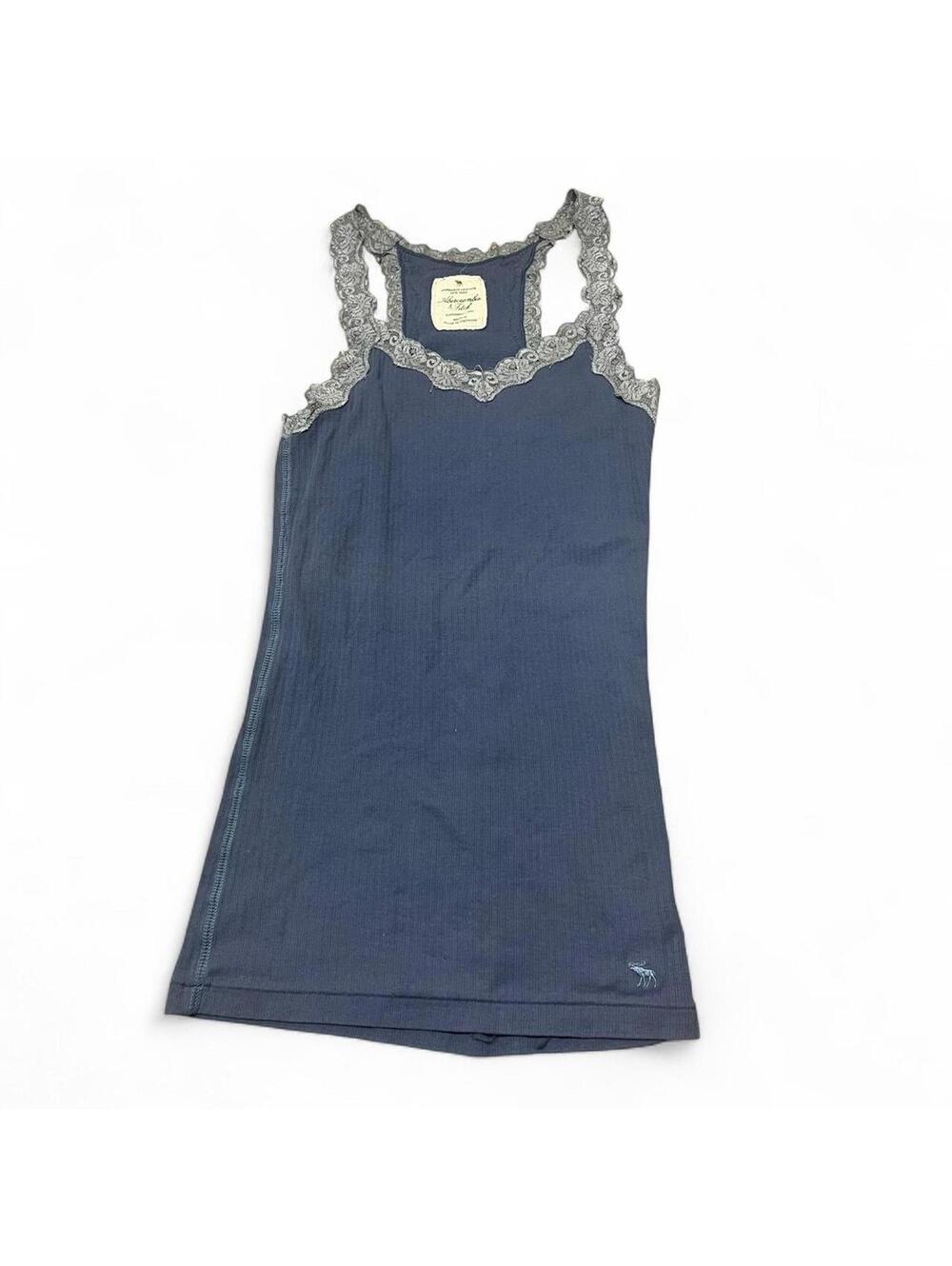 Y2k Abercrombie & Fitch navy blue lace tank top